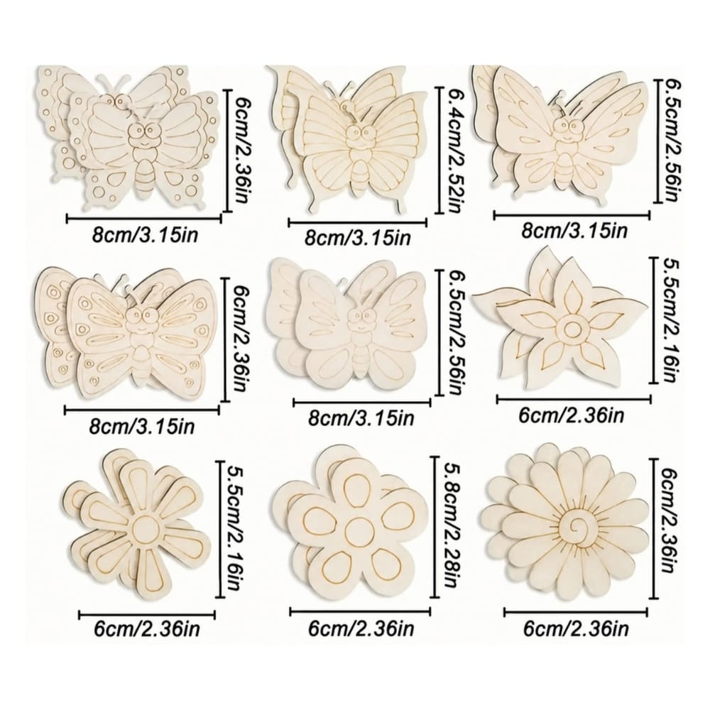 Butterfly And Flower Party Favors- Wooden Craft Activity Set-9 Piece 2 Butterfly And Flower Party Favors Wooden Diy Craft Activity
