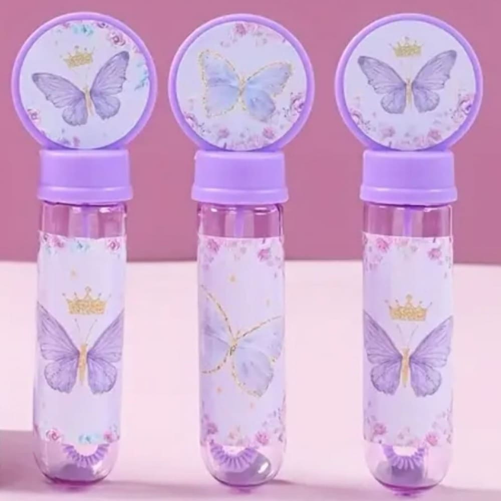 Butterfly Party Favors Empty Bubble Wands-6 Piece-Purple Design 1 Butterfly Party Favors Empty Bubble Wands Purple Design