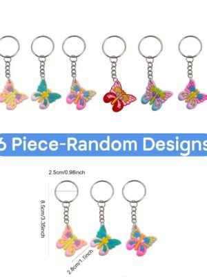 Butterfly Party Favors Keyrings Six Assorted Designs