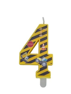 Construction Number Four Birthday Candle