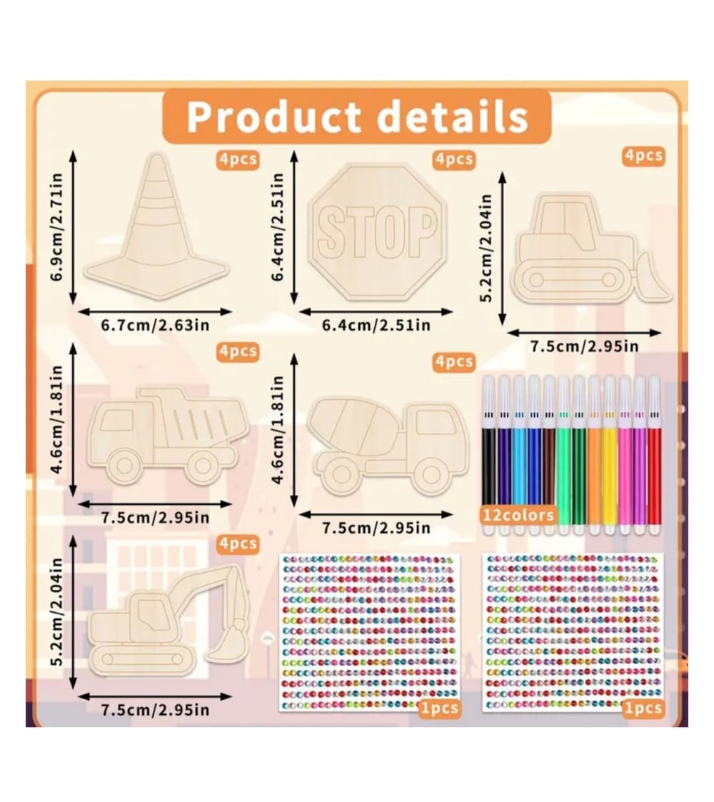 Construction Party Favors DIY Craft Activity Set-39 Piece 2 Construction Party Favors DIY