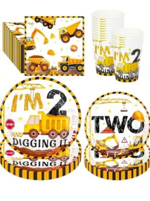 Construction Second Birthday Party Tableware Set