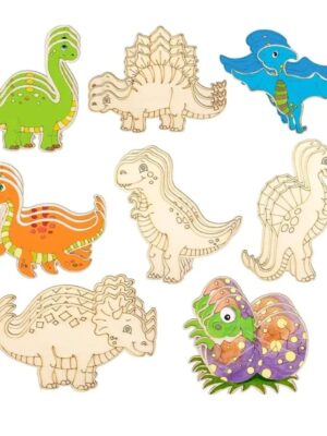 Pretty Party Shop 12 Dinosaur Party Favor DIY Wooden Craft Acitvity