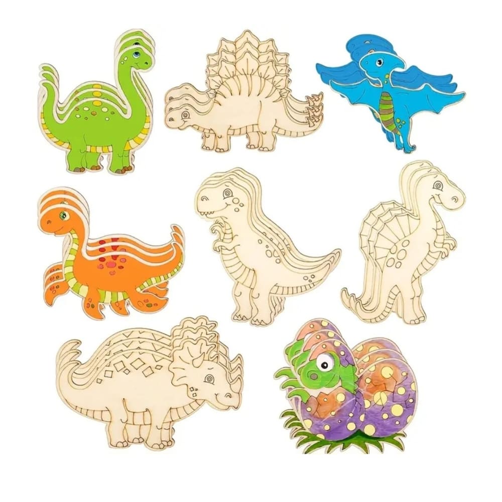 Dinosaur Party Favors Wooden Craft Activity Set- 8 Piece Set 1 Dinosaur Party Favor DIY Wooden Craft Acitvity