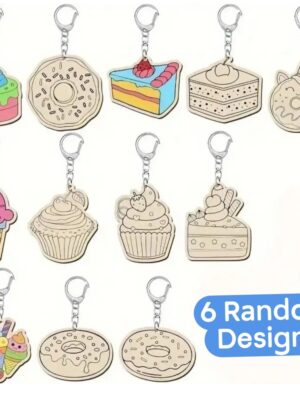 Pretty Party Shop 9 Donut And Sweet Treats Party Favors DIY Wooden Keyrings Craft Activity