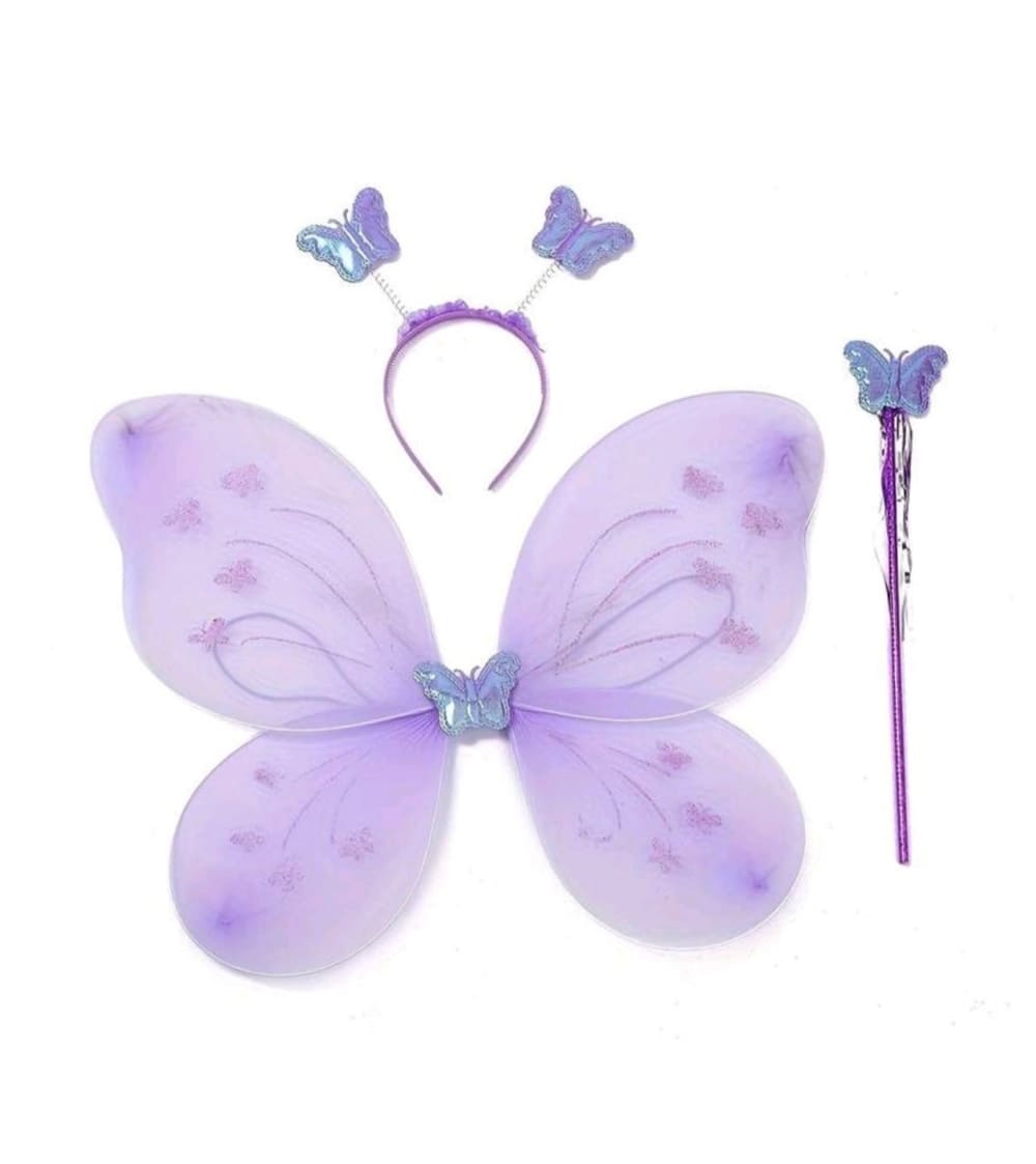Fairy Wings Dress Up Set- Purple Wings, Wand & Headband 1 Fairy Butterfly Set Purple