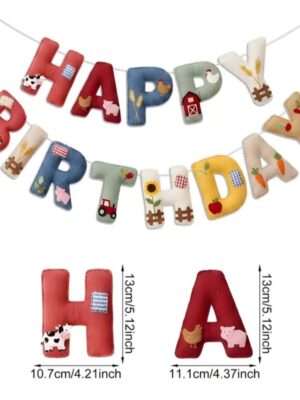 Farm Animal Happy Birthday Felt Banner