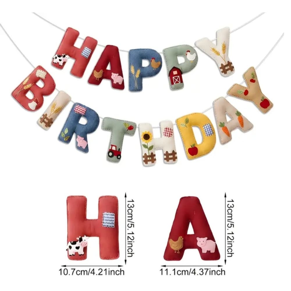 Farm Animal Happy Birthday Felt Banner 1 Farm Animal Happy Birthday Felt Banner