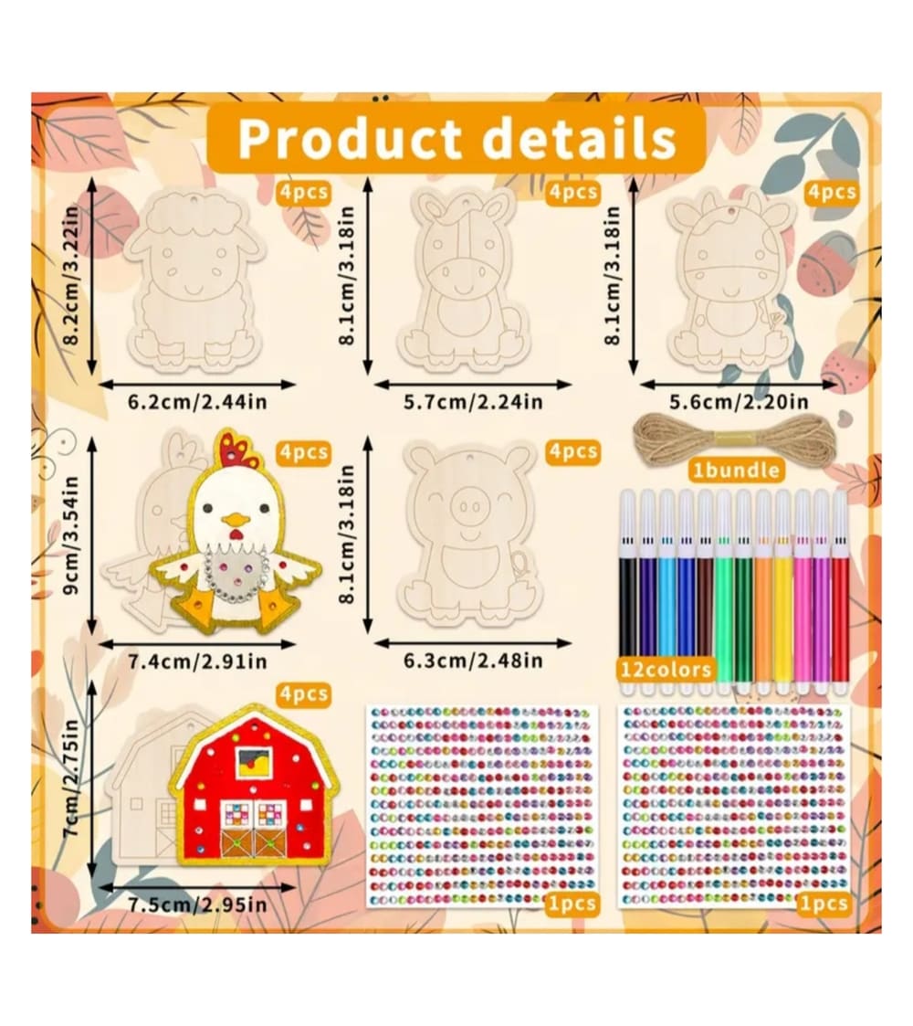 Farm Animal Party Favors DIY Craft Activity Set-39 Piece 2 Farm Animal Party Favors DIY Activity Set