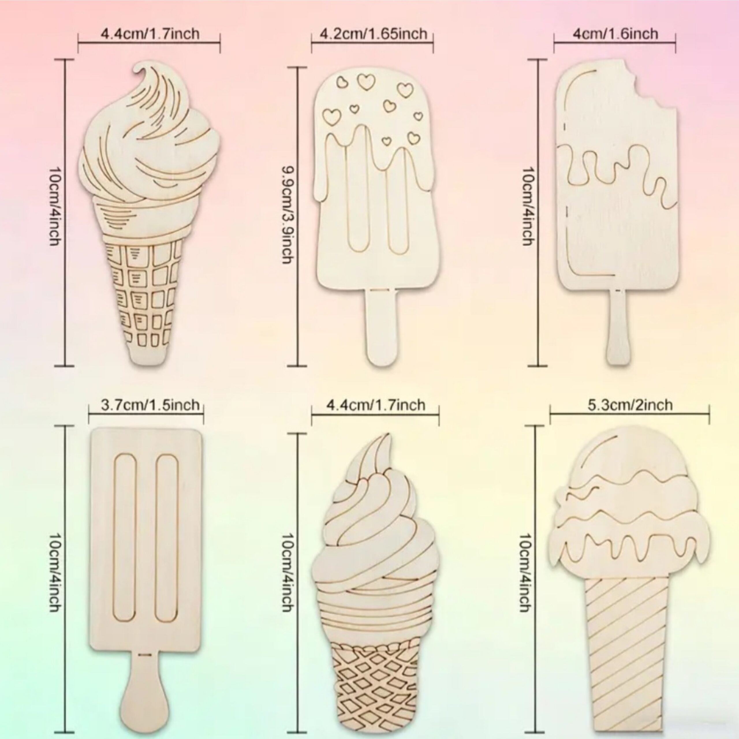 Ice Cream Party Favors Wooden Craft Activity Set-6 Piece 1 Ice Cream Party Favors Wooden Diy Craft Activity