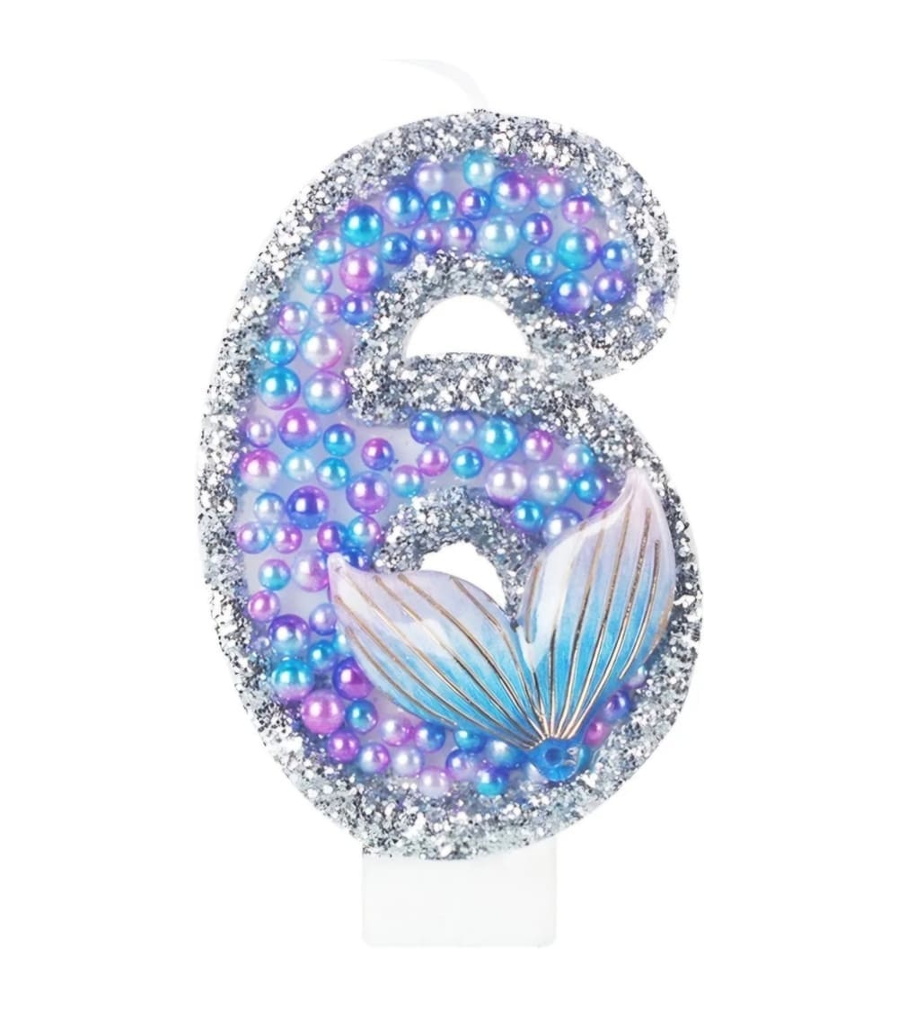 Mermaid Number Six Birthday Candle 1 Mermaid Candle Number Six