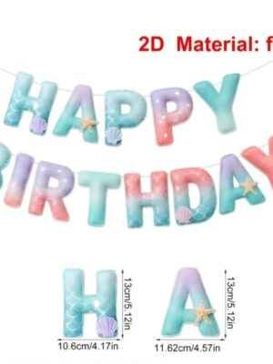 Mermaid Happy Birthday Banner Felt Fabric