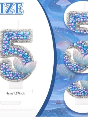 Mermaid Number Five Birthday Candle