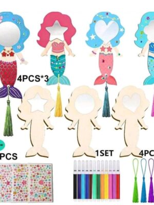 Mermaid Party Favor DIY Wooden Mirror Craft Activity