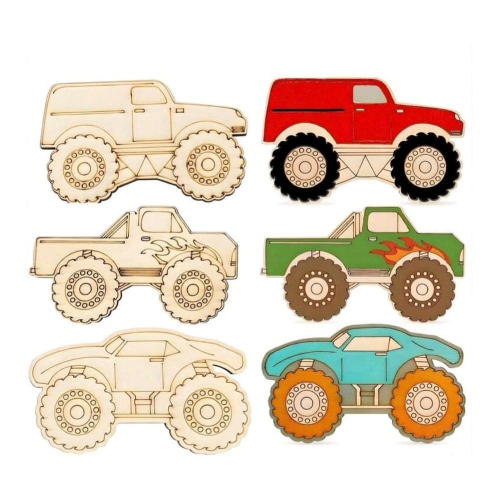 Monster Truck Party Favor Wooden DIY Craft Set-6 Piece 1 Monster Truck Craft Party Favors