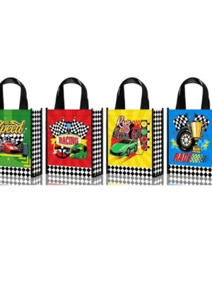 Race Car Party Favor Tote Bags 4 Designs Two Each