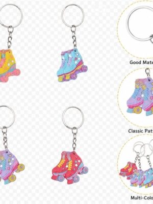Pretty Party Shop 3 Rollerskate Party Favors Keyrings Acrylic Design B