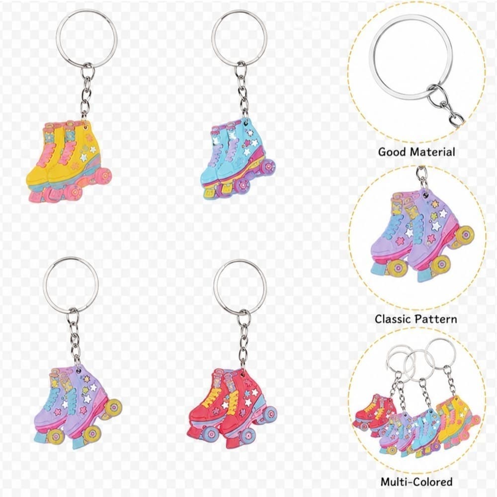 Roller Skate Party Favors Acrylic Keyrings Design B-8 Piece 1 Rollerskate Party Favors Keyrings Acrylic Design B