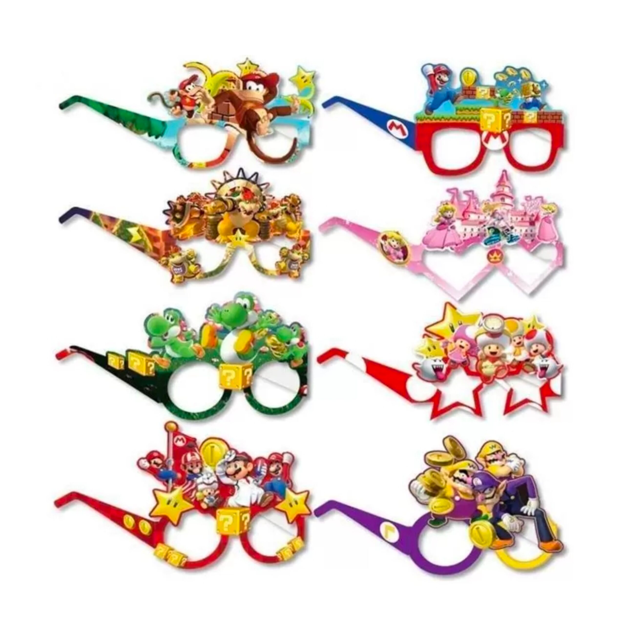 Super Mario Themed Party Paper Glasses-8 Piece Set 1 Super Mario Paper Glasses