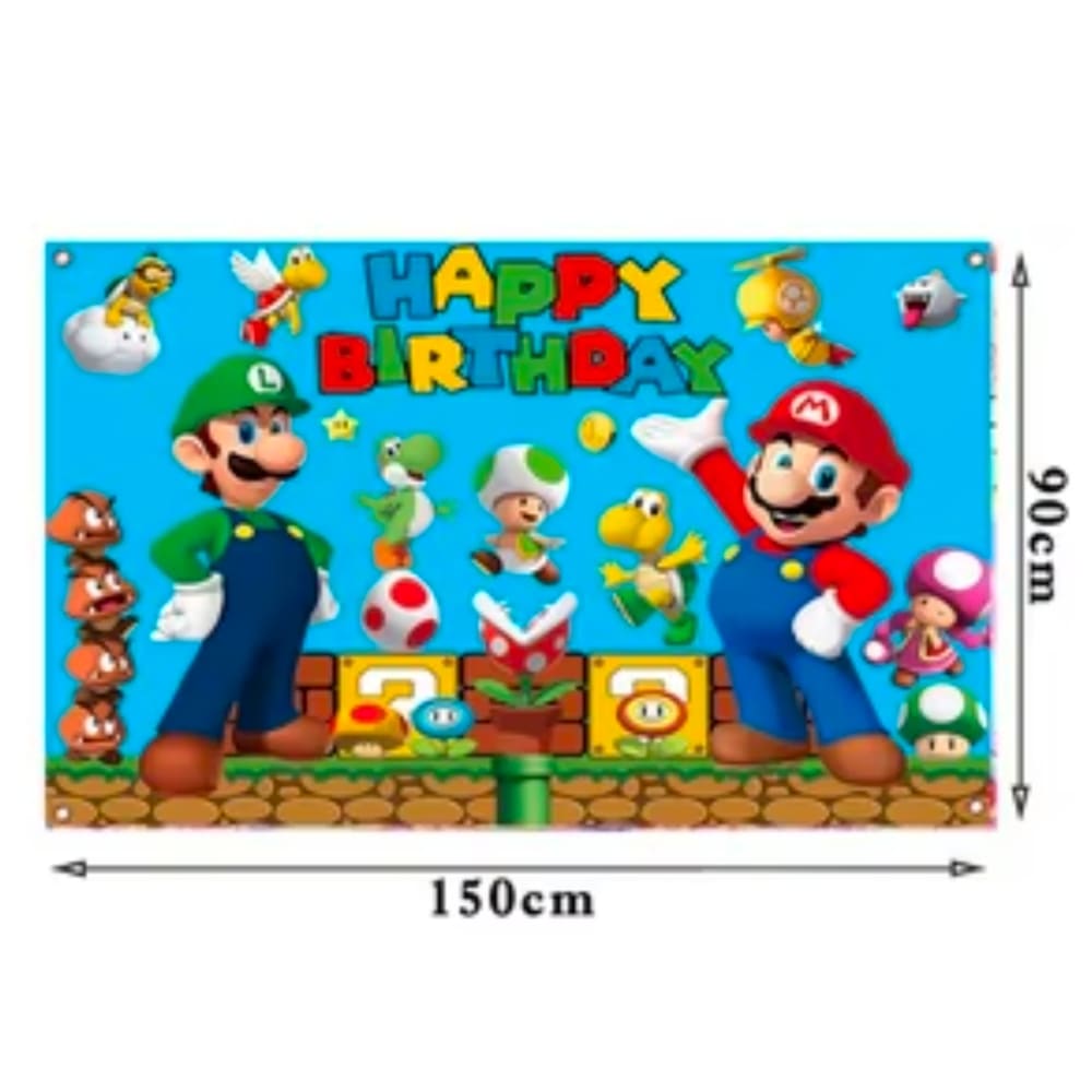 Super Mario Themed Happy Birthday Backdrop 1 Super Mario Themed Happy Birthday Backdrop