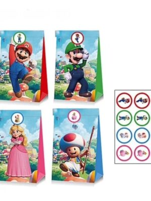 Super Mario Themed Party Favor Bags With Stickers
