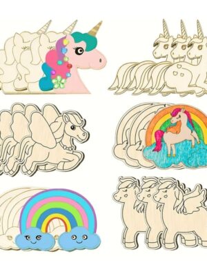 Unicorn Party Favors Six Designs Wooden DIY Craft Acitivity Set