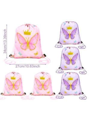 Pretty Party Shop 3 Butterfly Drawstring Bags