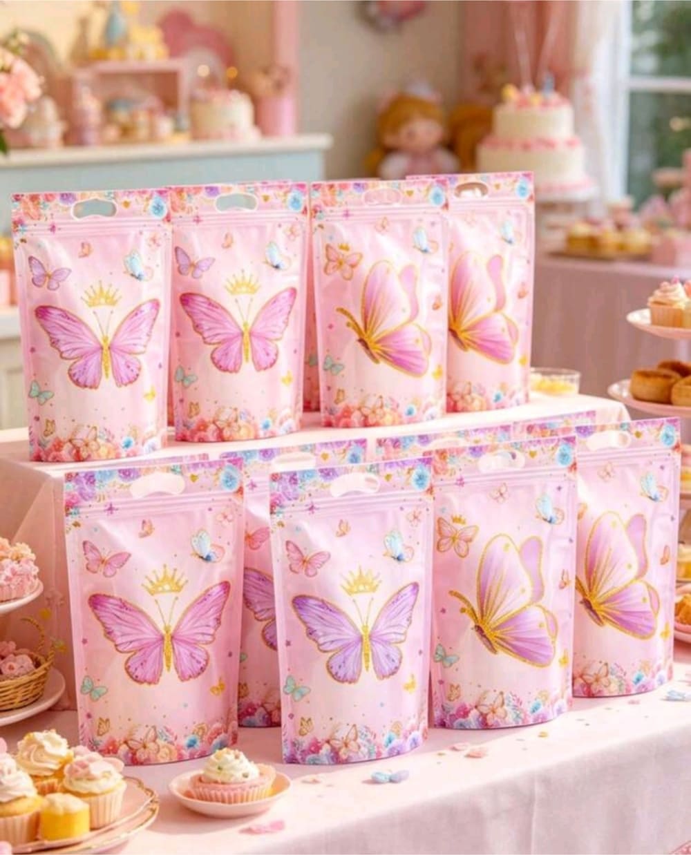 Butterfly Party Favor Loot Bags Resealabe-6 Piece Set 2 Butterfly Resealable Loot Bags Display