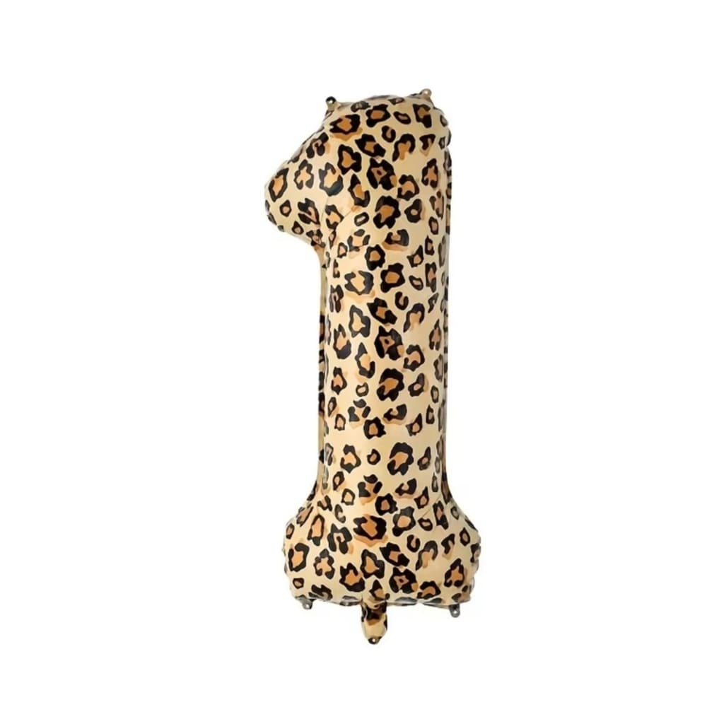 Leopard Print Number One Foil Balloon 1 Number 1 Foil Balloon