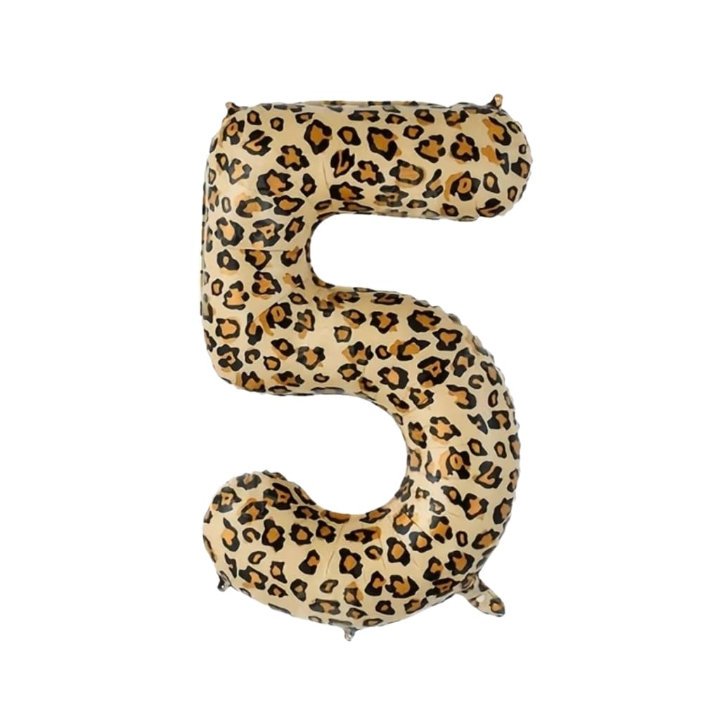 Leopard Print Number Five Foil Balloon 1 Number Five Foil Balloon