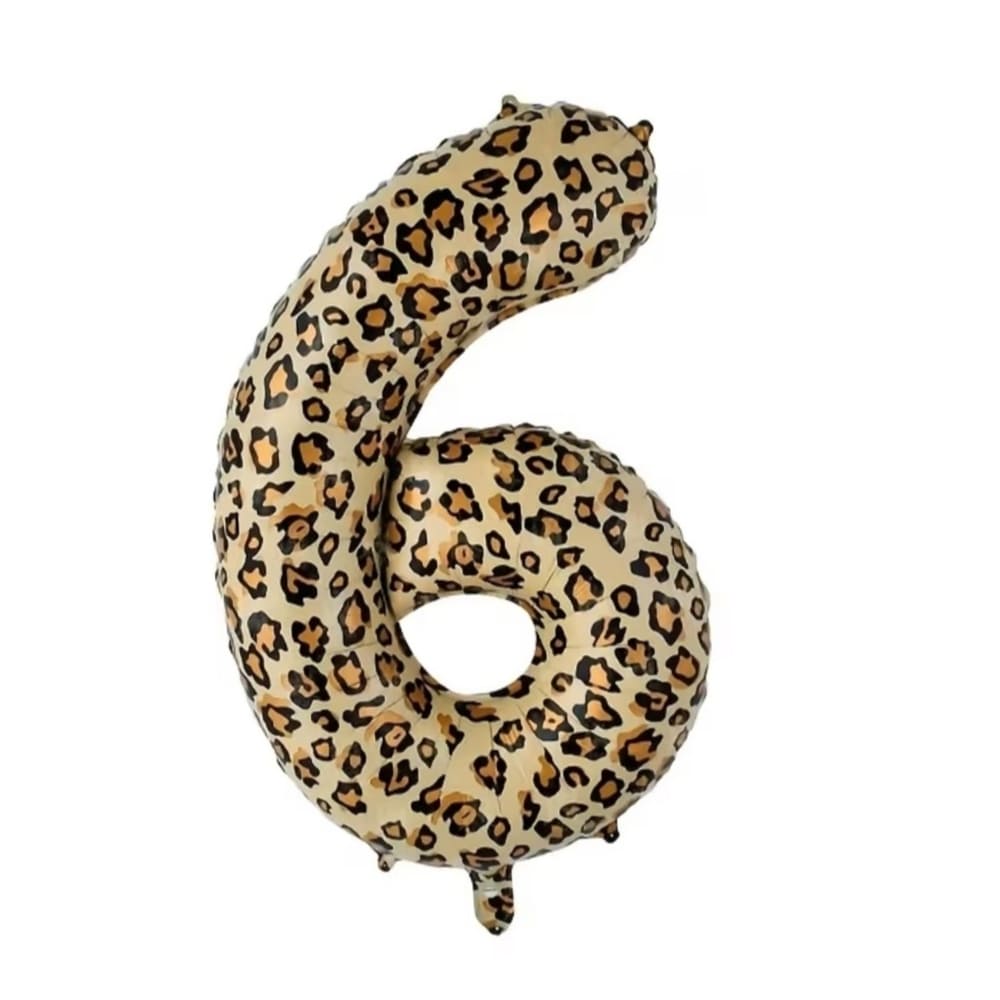 Leopard Print Number Six Foil Balloon 1 Number Six Foil Balloo