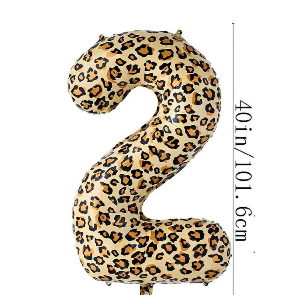 Leopard Print Number Two Foil Balloon 1 Number Two Leopard Foil Balloon