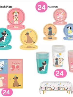 Pretty Party Shop 4 Puppy Party Tableware Puppy Vintage Themed