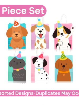 Pretty Party Shop 3 Puppy Pastel Party Favor Bags Assorted Designs Party Favors Puppy Themed Party