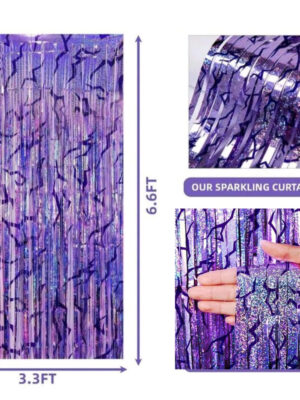 Pretty Party Shop 4 Purple Foil Fringe Curtain