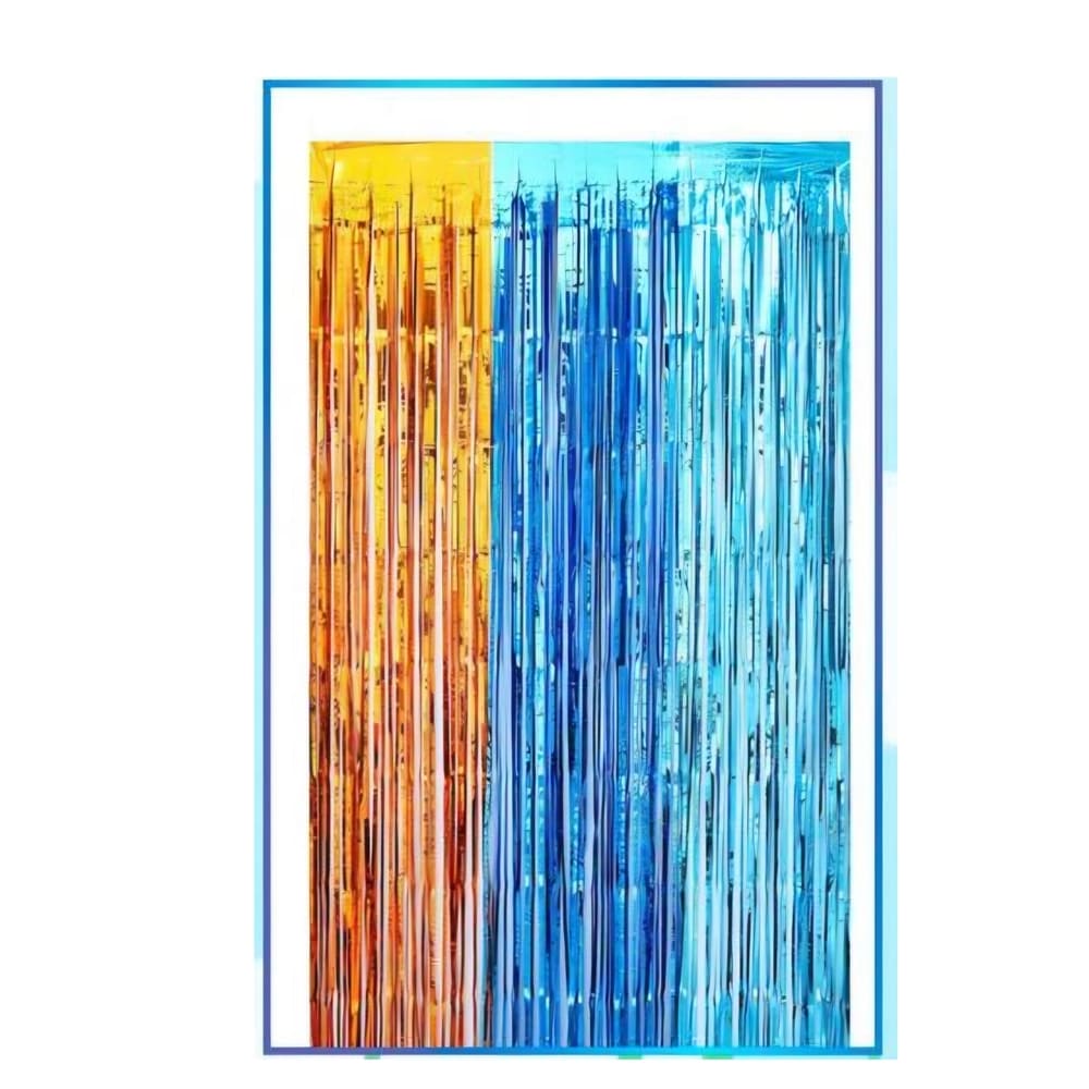 Orange and Blue Metallic Fringe Foil Curtain-1 Piece 1 Fringe Foil Curtain