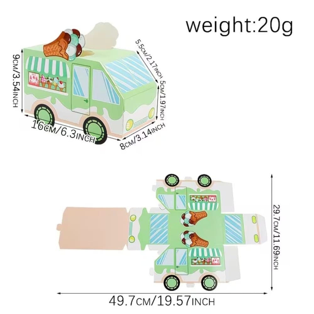 Ice Cream Van Shaped Party Favor Boxes-5 Piece 2 Ice Cream Favor Boxes Dimensions