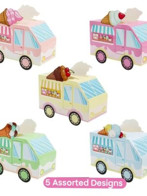 Pretty Party Shop 6 Ice Cream Van Shaped Party Favo r Boxes Assorted Designs