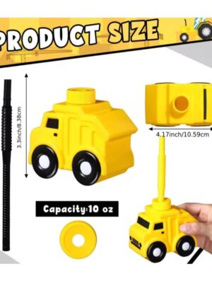Pretty Party Shop 5 Construction Truck Drinking Cups with Straws – 6 Piece