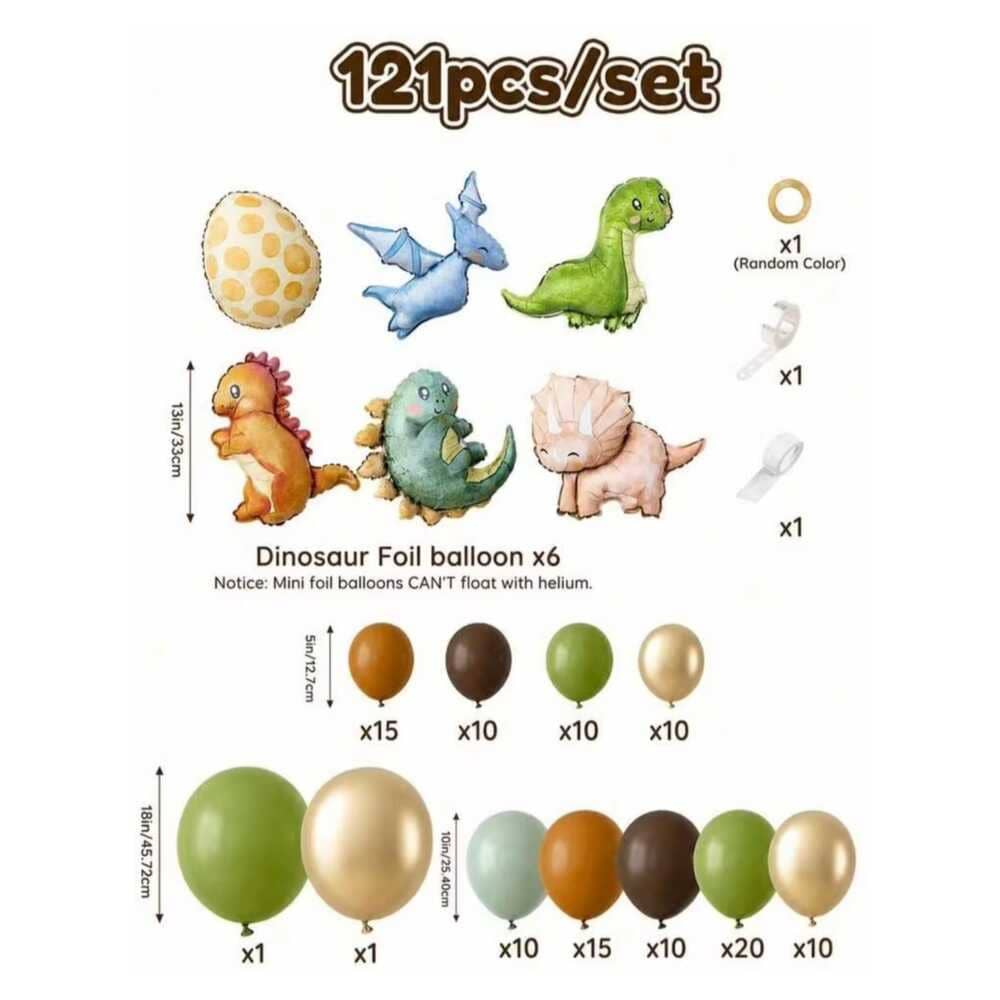 Dinosaur DIY Balloon Garland Kit – 121 Piece Set 2 Dinosaur Balloon Garland Kit 121 Piece Set