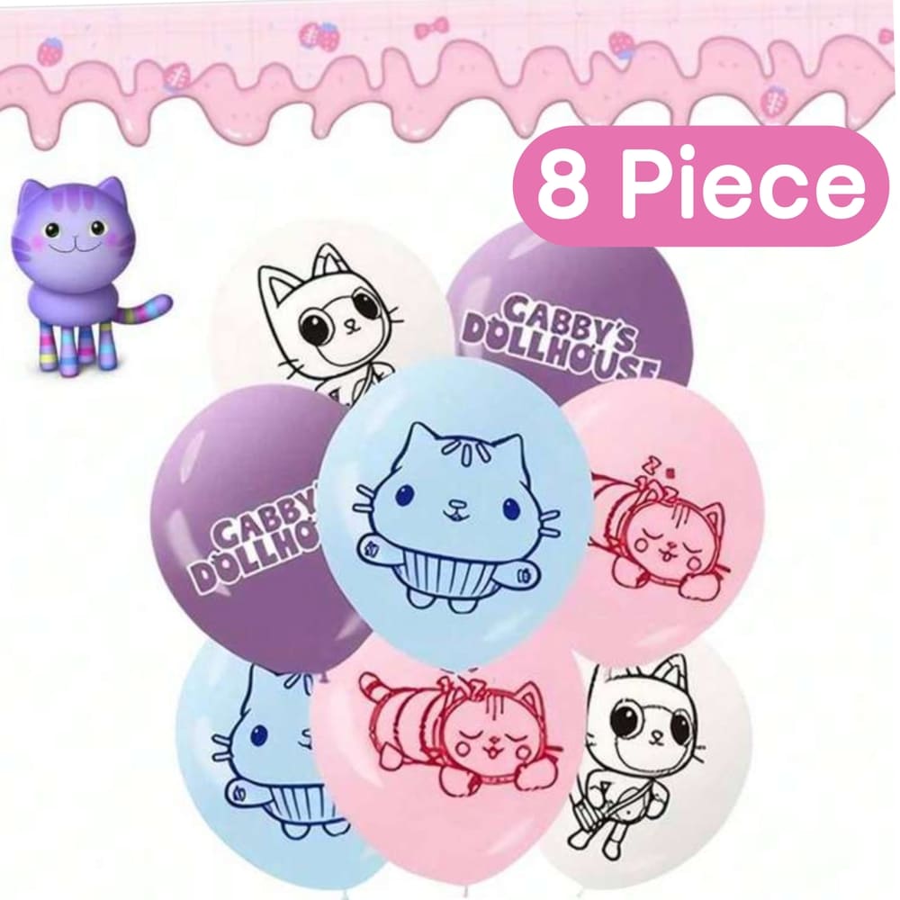 Gabby Cat Latex Balloons-8 Piece 1 Gabby Themed Latex Balloons