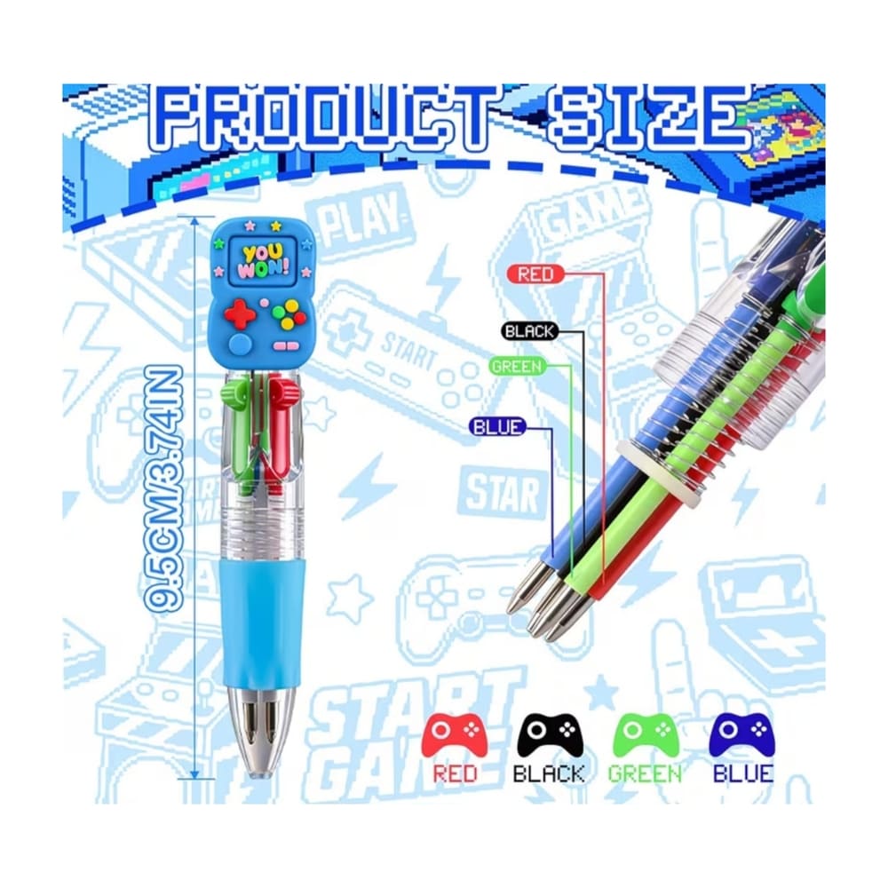 Gamer Party Favor Mini Ballpoint Pens – 6 Piece-Random Designs 2 Gamer Party Favor Pens Dimensions
