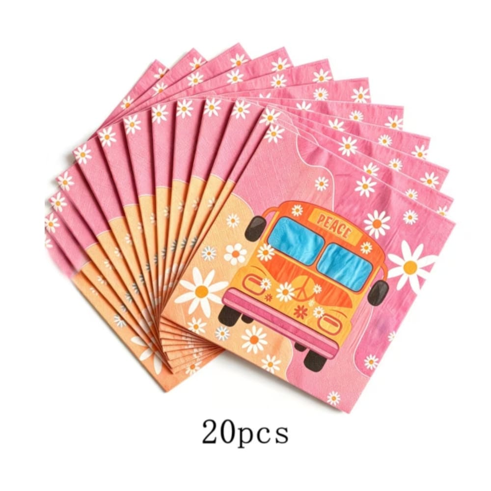 Groovy Flower Power Paper Napkins-20 Piece 1 Groovy Hippie Themed Paper Napkins