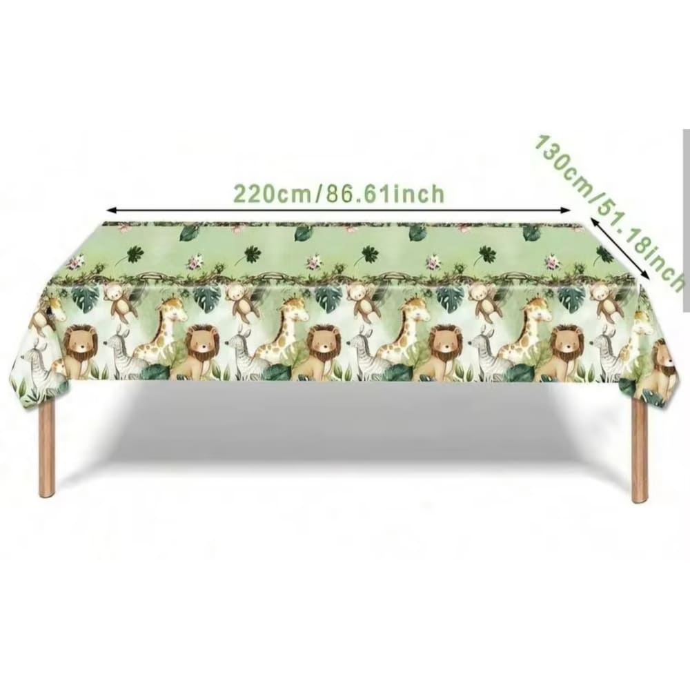 Jungle Safari Themed Plastic Tablecloth-Large 1 Jungle Safari Themed Plastic Table Cloth
