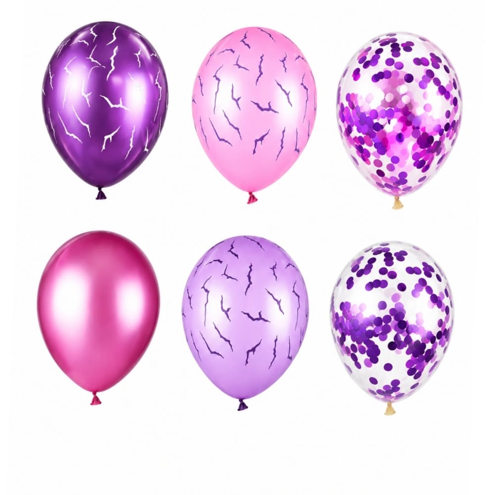 Purple & Pink Latex Balloon Mix-6-Piece 1 Purple Pink Mix Latex Balloons