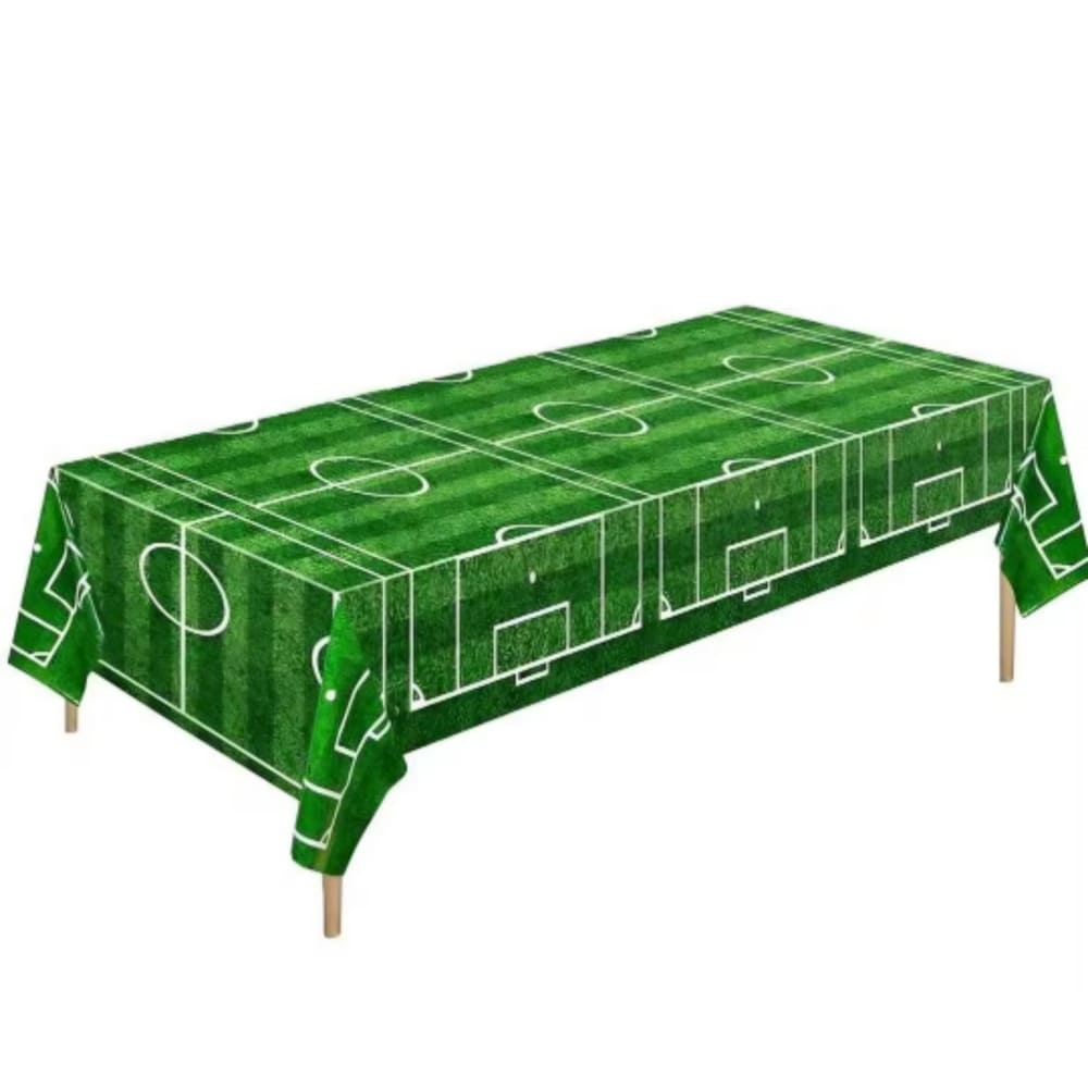 Soccer Table Plastic Table Cloth-Green 1 Soccer Field Themed Plastic Table Cloth