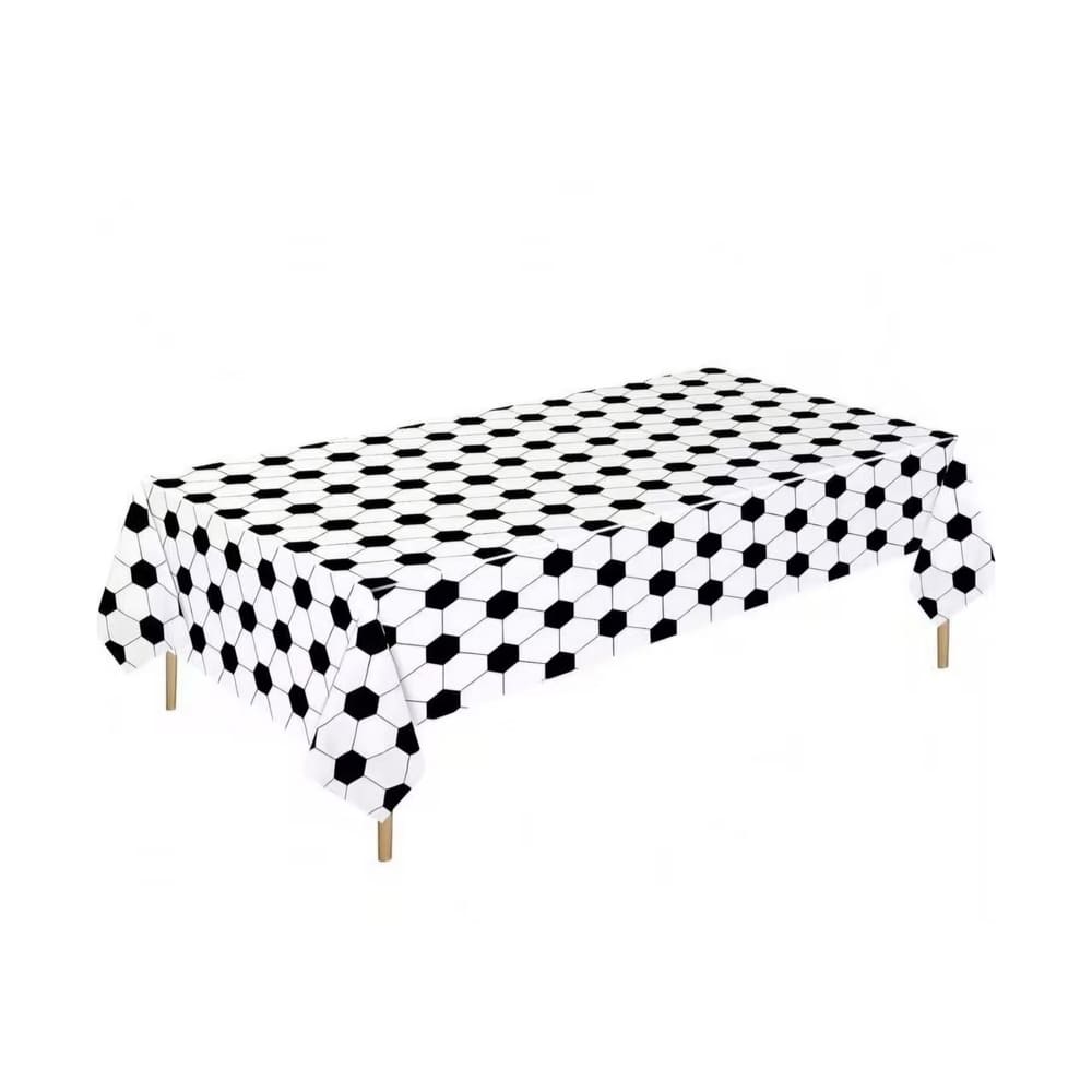 Soccer Ball Print Plastic Tablecloth-Large 1 Soccer Table Cloth Black And White