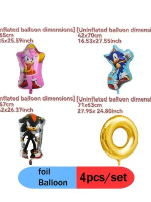 Sonic Themed Foil Balloon Set – 4 Piece