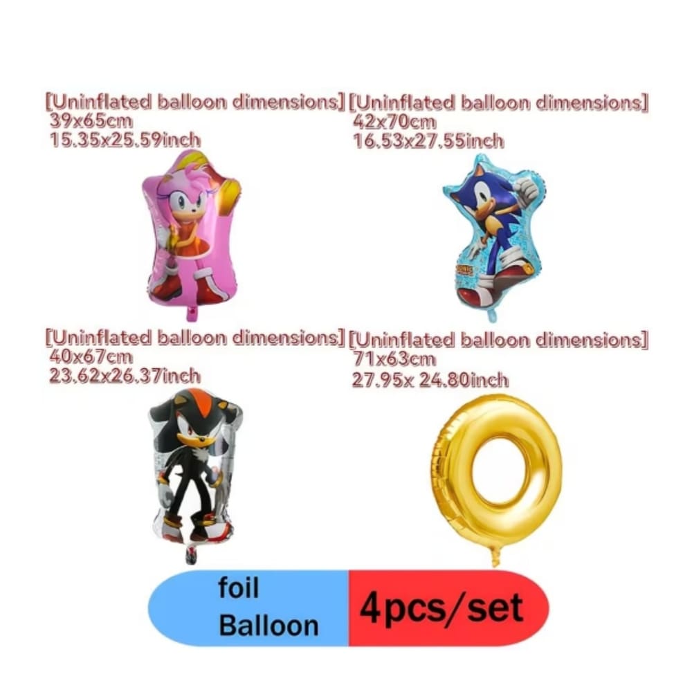 Sonic Themed Foil Balloon Set – 4 Piece 1 Sonic Themed Foil Balloon Set – 4 Piece