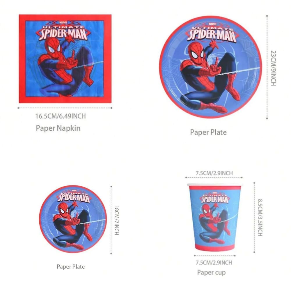 Spiderman Themed Party Tableware Set-10 Guests 1 Spiderman themed party table ware set